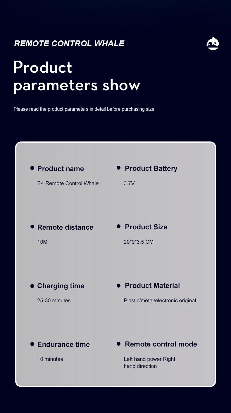 RC Whale Shark Submarine – Remote Control Diving Boat Toy for Kids Pool Play