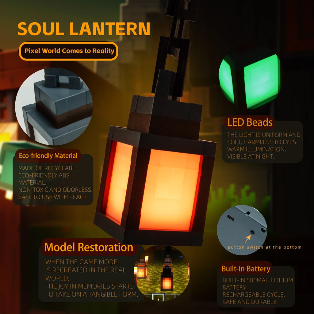 Pixel Style LED Lantern – 16 Color Portable Light for Home Decoration