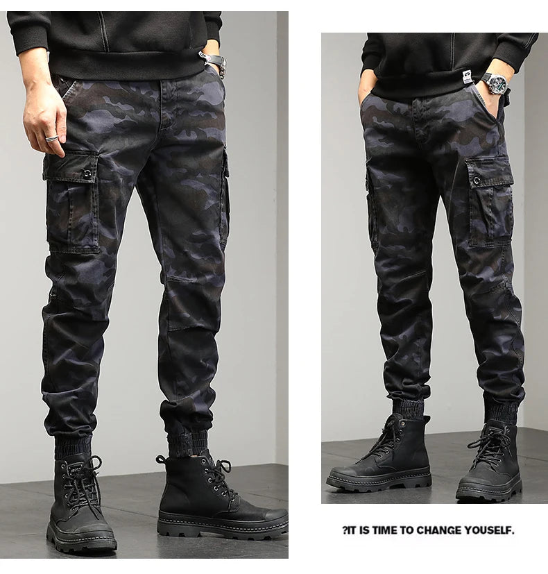 Mens Cotton Camouflage Cargo Pants – Outdoor Trousers for Hiking Workwear
