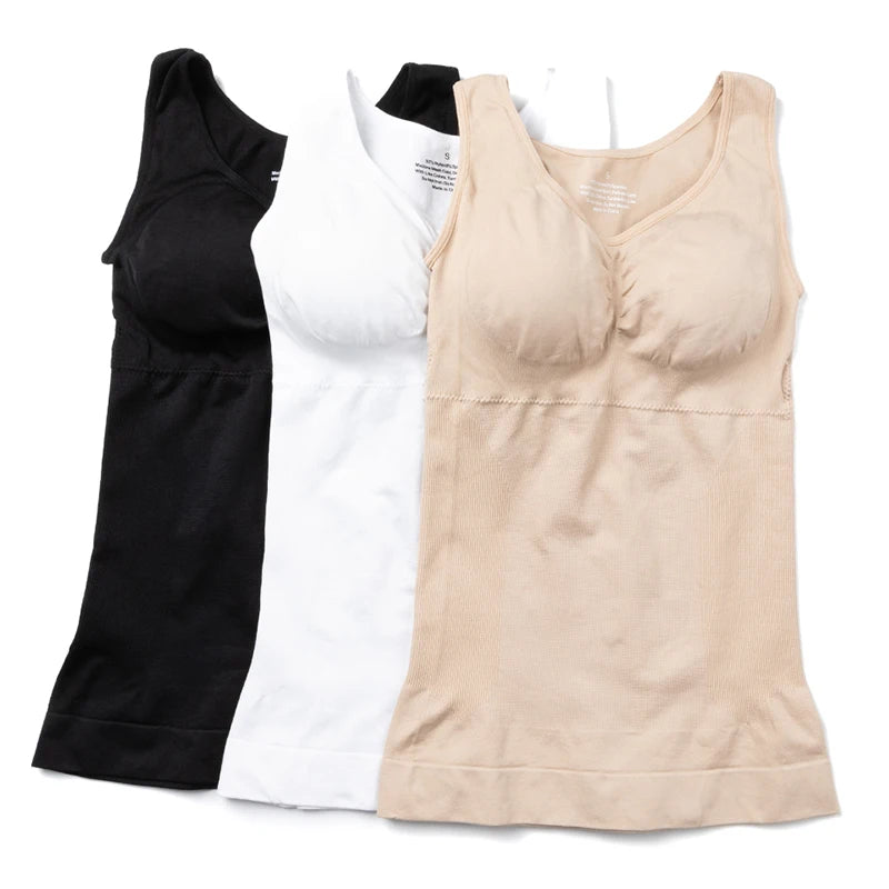 Plus Size Shaper Cami – Built-in Bra Compression Tank for Tummy Control