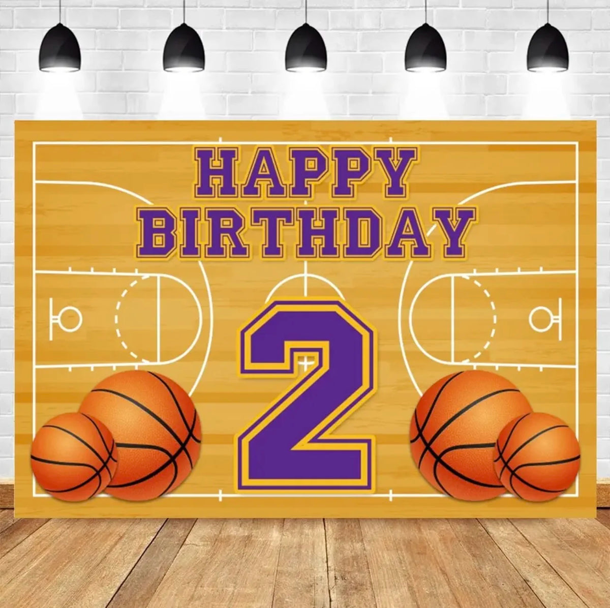 Basketball Stadium Photography Backdrop – Sport Theme for Kids Birthday Party