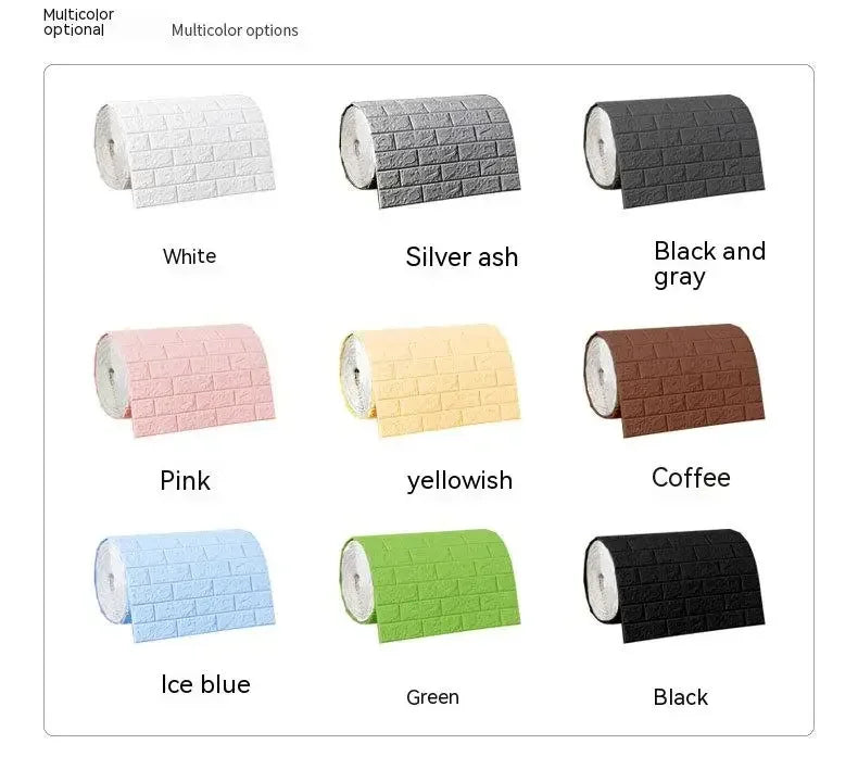 Self-Adhesive 3D Foam Brick Wallpaper – Waterproof Wall Decor for Home Living