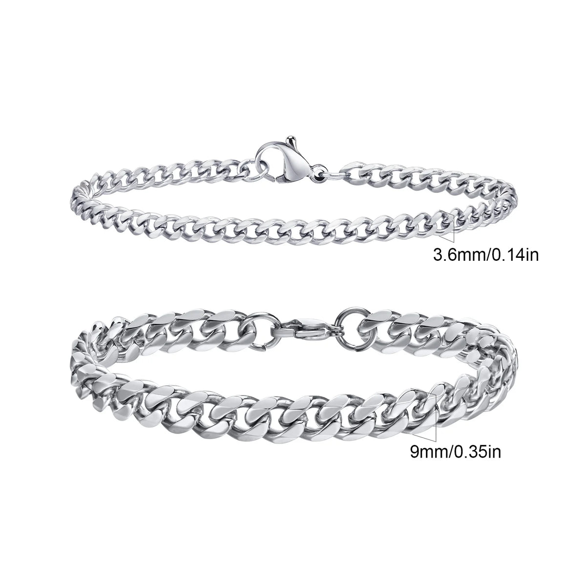 Stainless Steel Chain Bracelet – Men’s Trendy Cuban Link Wristband for Jewelry