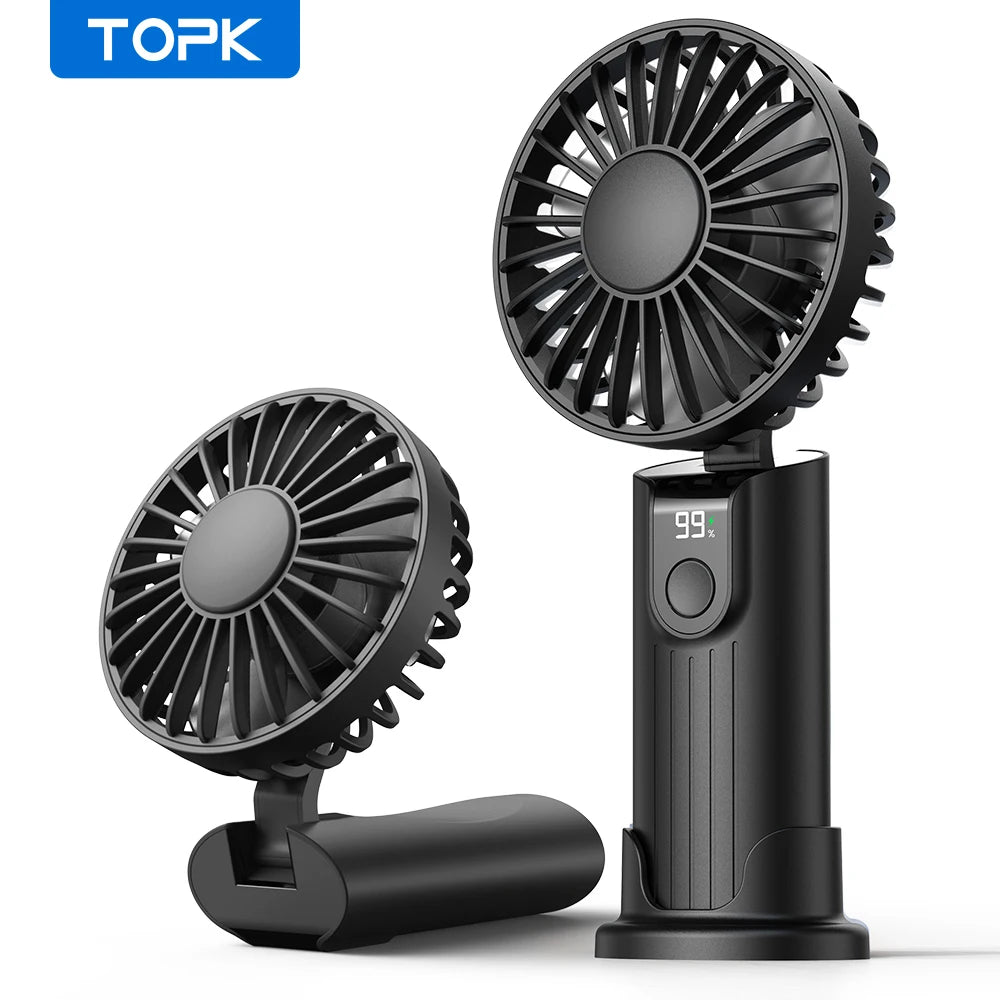 Portable Handheld USB Fan – 5000mAh Rechargeable Desk Fan for Outdoor Travel