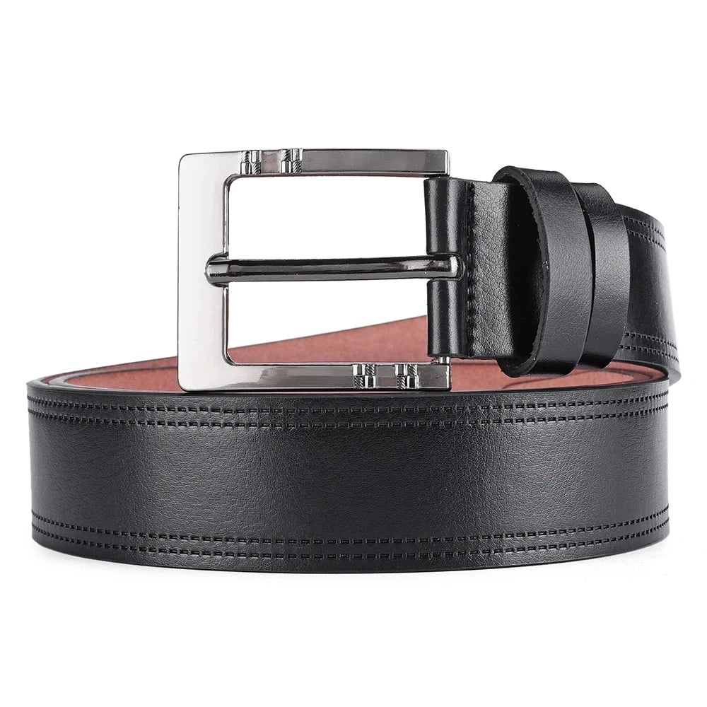 Genuine Cowskin Leather Belt – Premium Buckle Waistband for Business Casual