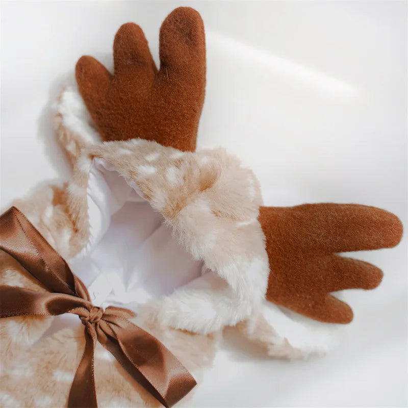 Plush Elk Cloak – Cute Pet Costume for Halloween and Christmas