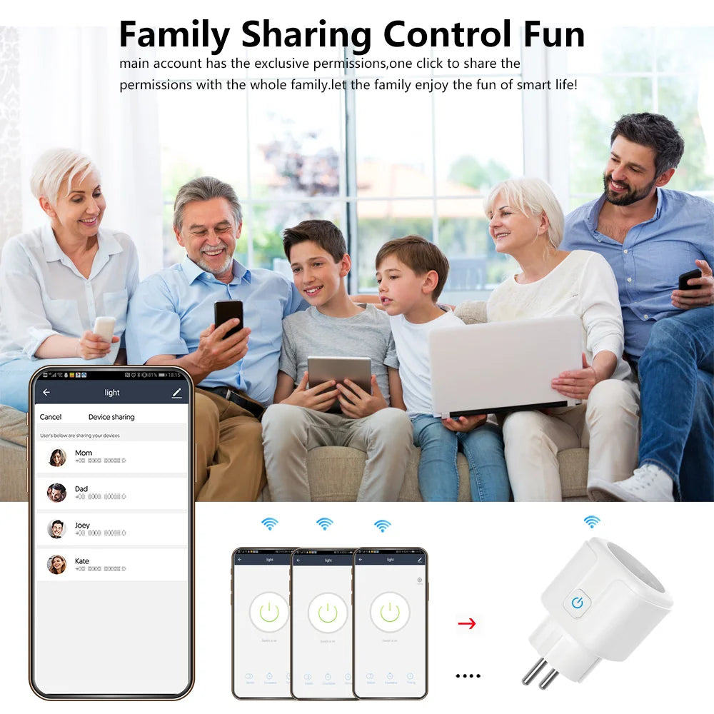 WiFi Smart Plug – 16A Power Monitor Outlet for Smart Home Automation