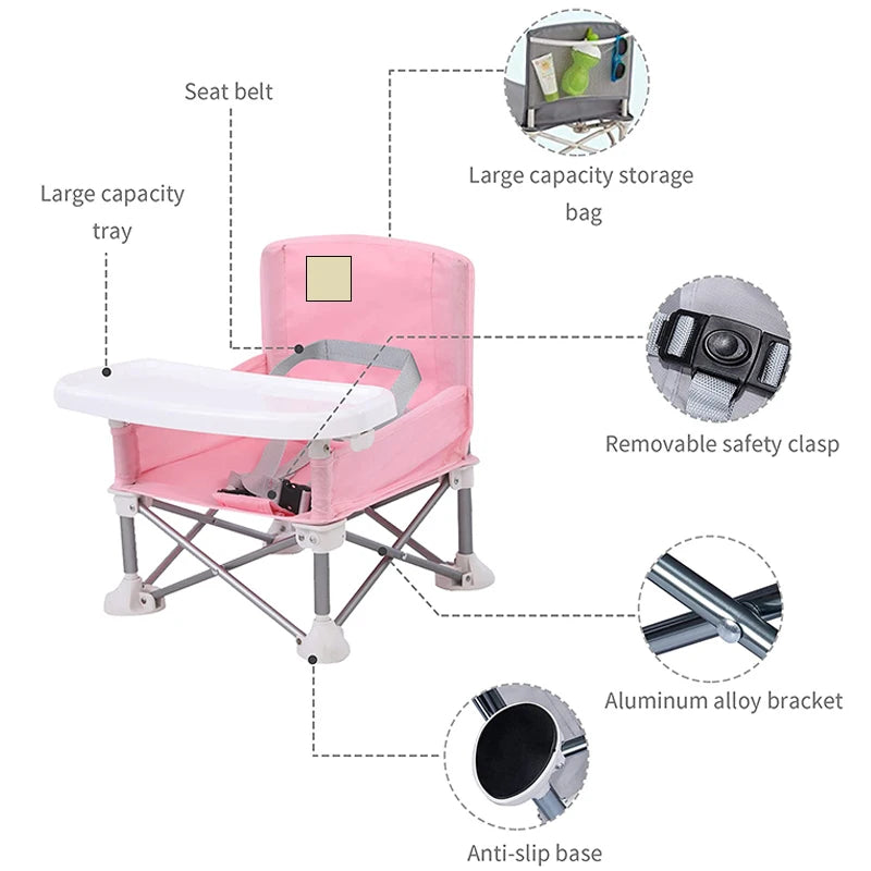 Portable Baby Booster Seat – Folding Dining Chair for Travel and Outdoor Use