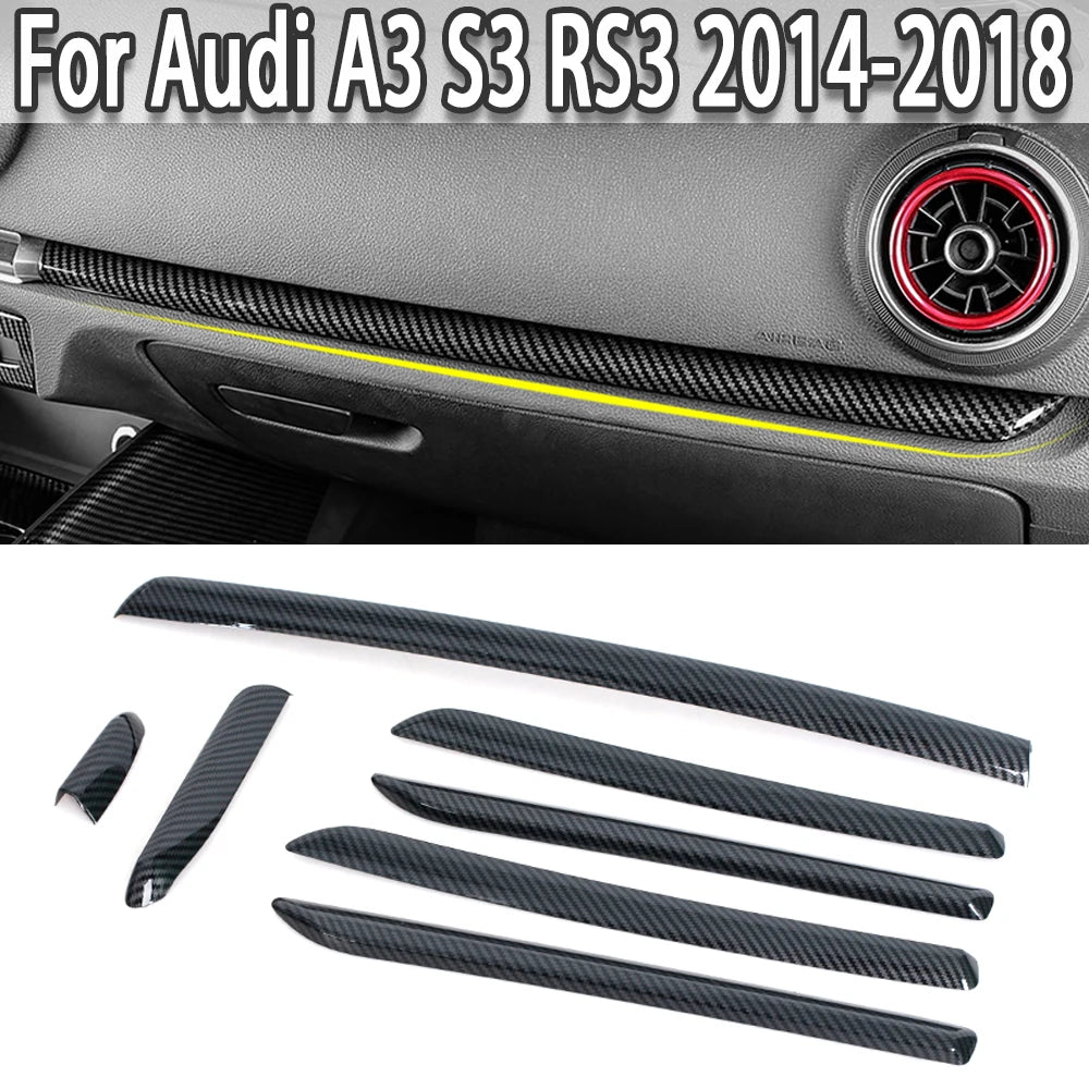 Carbon Fiber Console Trim – ABS Interior Door Panel Cover for Audi A3 S3 RS3