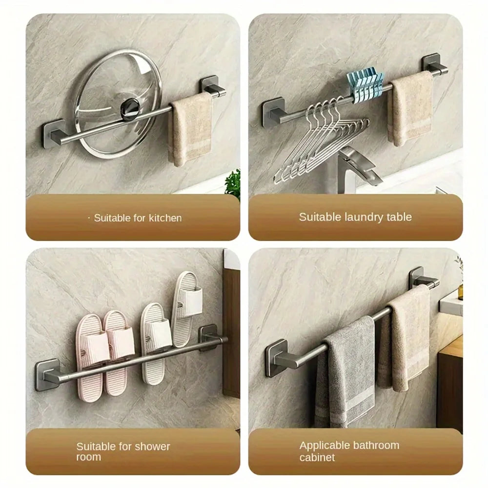 Wall Mounted Towel Rack – Stainless Steel Bathroom Storage for Home Organization