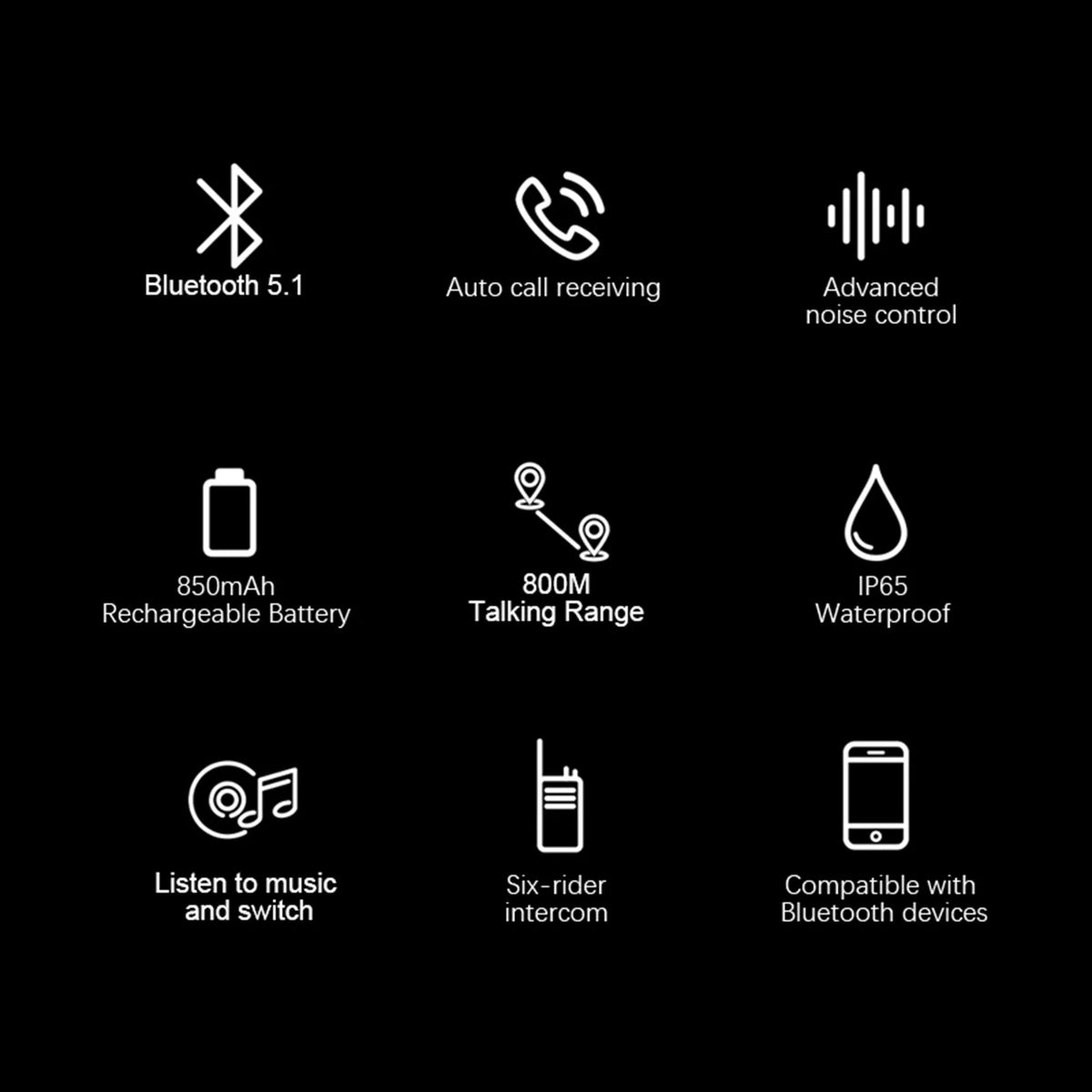 Motorcycle Bluetooth Helmet Intercom – Wireless Headset for Group Riding