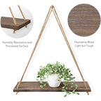 Macrame Hanging Wall Shelf – Reclaimed Wood Triangle Display for Home Decor