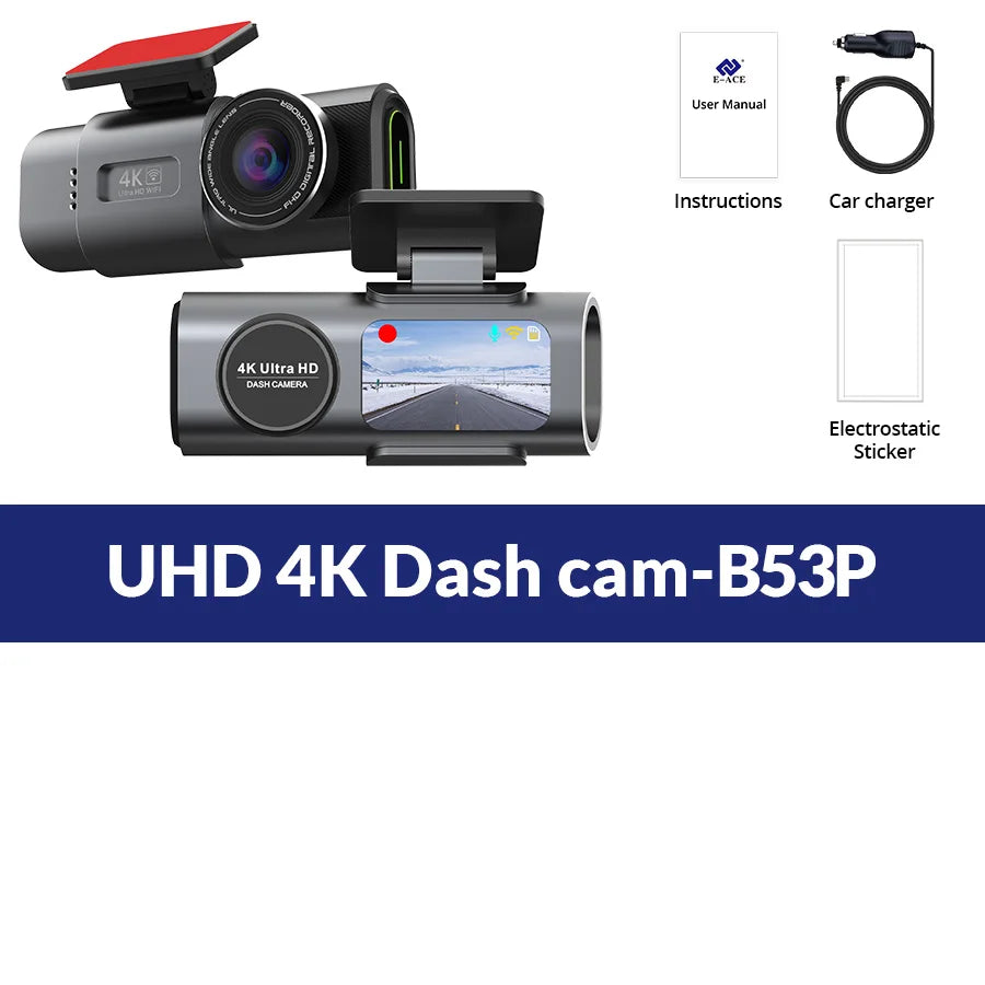 4K WiFi Dash Cam – GPS Night Vision Car DVR for Vehicle Security