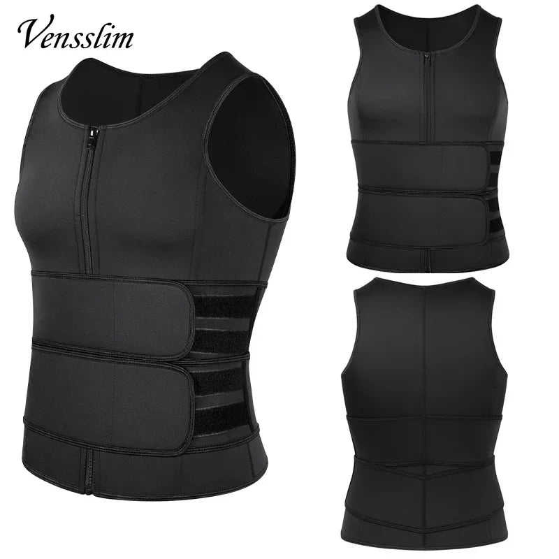 Men Compression Waist Trainer Vest – Slimming Sauna Shirt for Workout Fitness