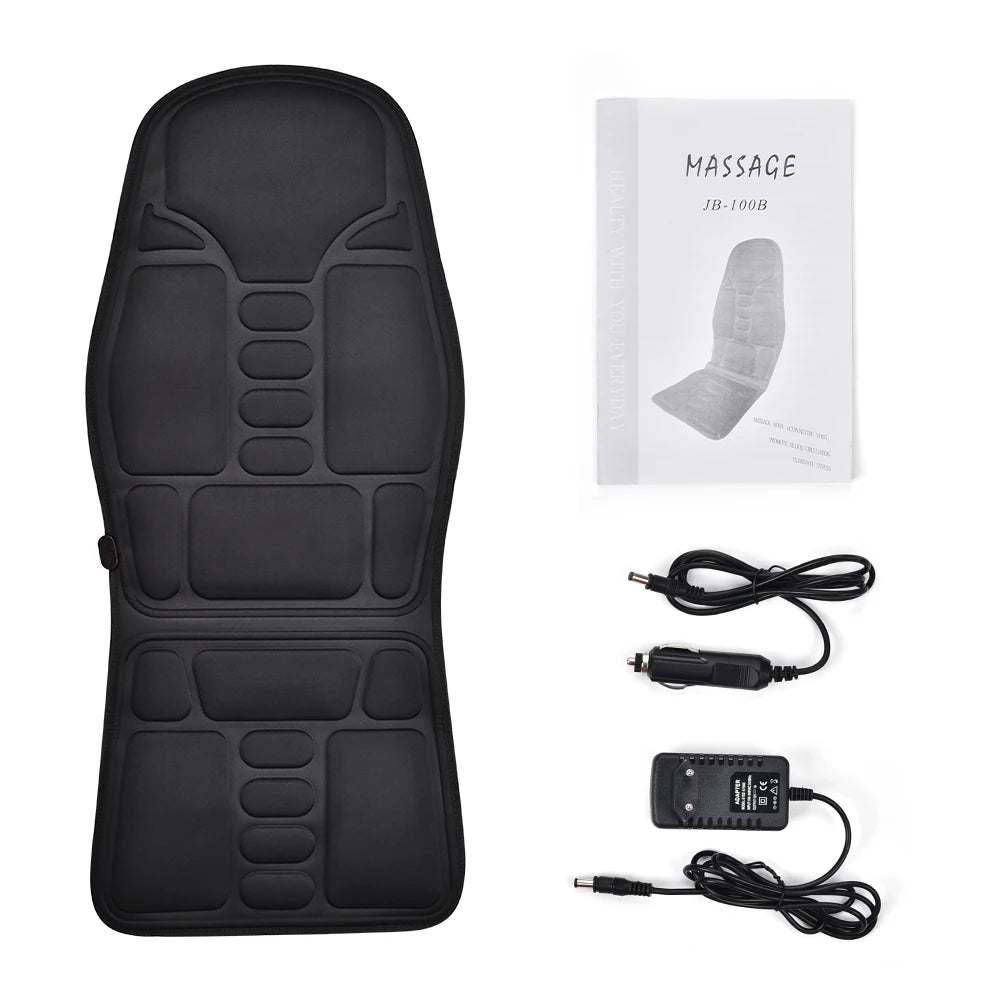 Heated Back Massage Cushion – Infrared Vibrating Mat for Home Office and Car