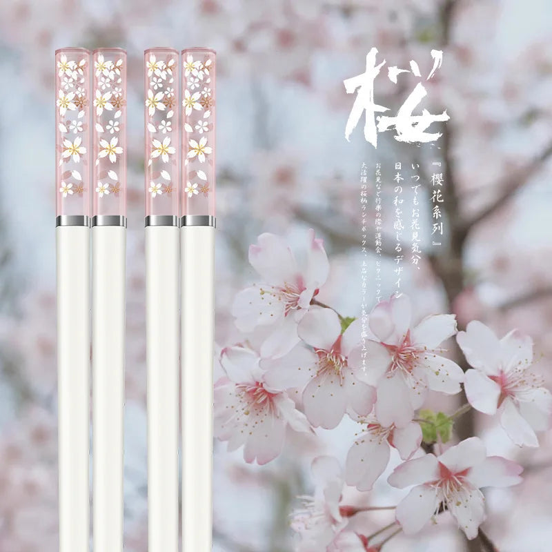 Sakura Japanese Chopsticks – Pink Cherry Blossom Reusable Tableware for Sushi