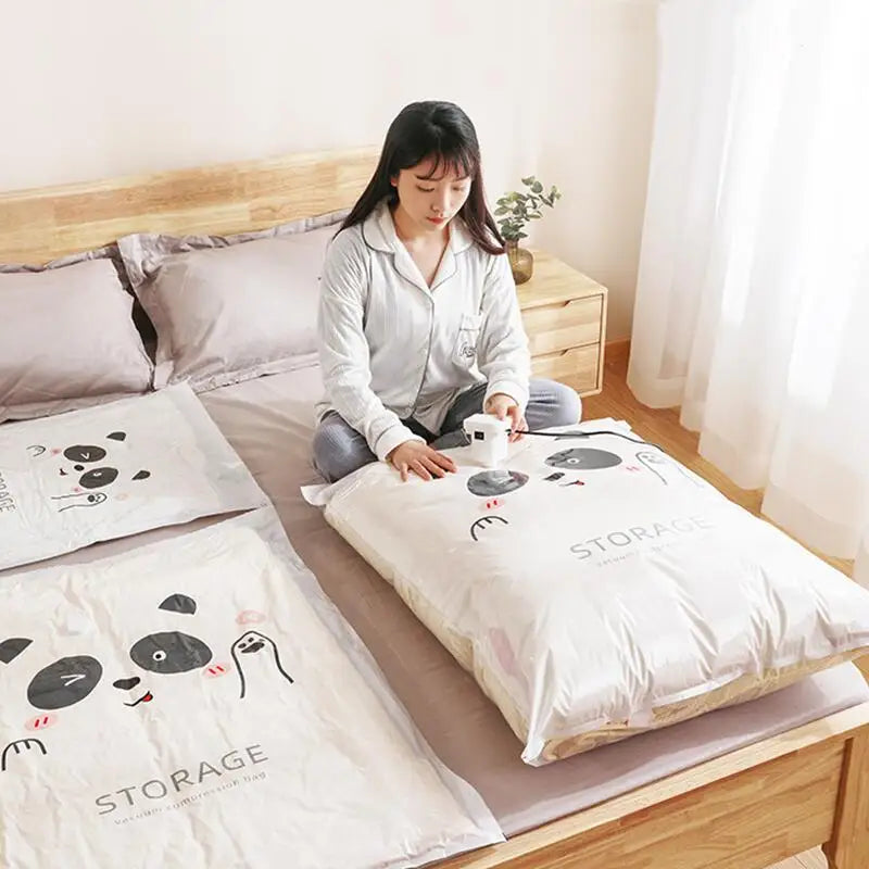 Vacuum Compression Storage Bags – Reusable Plastic Sealers for Travel Clothes