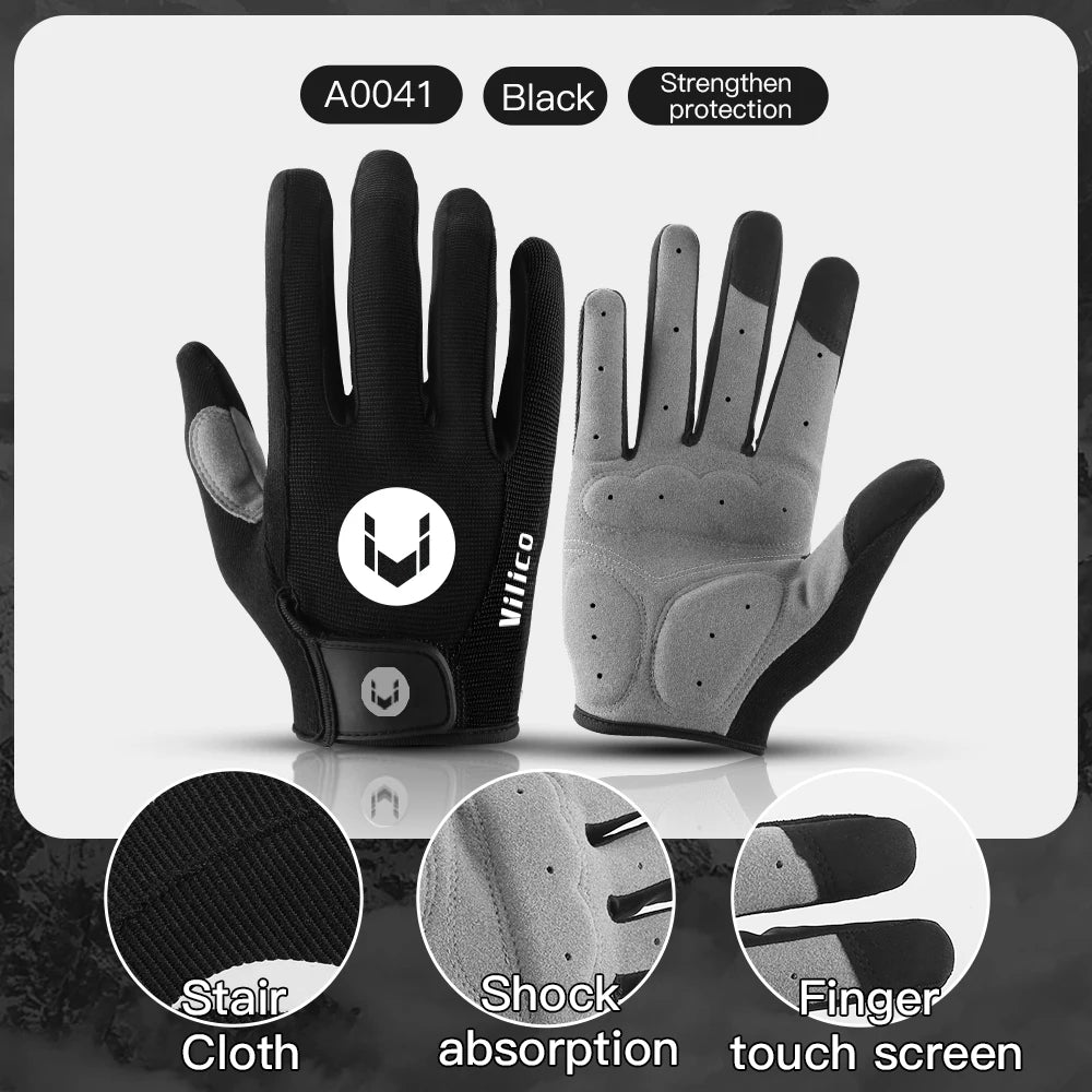 Anti-Slip Full Finger Cycling Gloves – Breathable MTB Gear for Men and Women