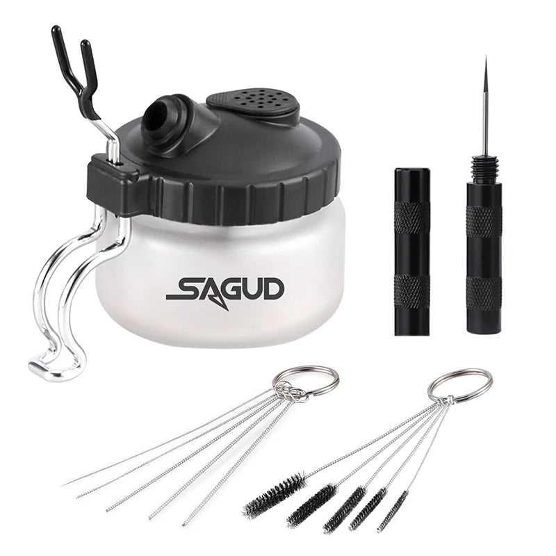 Airbrush Cleaning Pot with Holder and Needle Tool Kit for Spray Guns