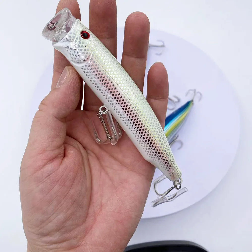 Reinforced Popper Fishing Lure – 28g Wire-Integrated Bait for Seabass Casting