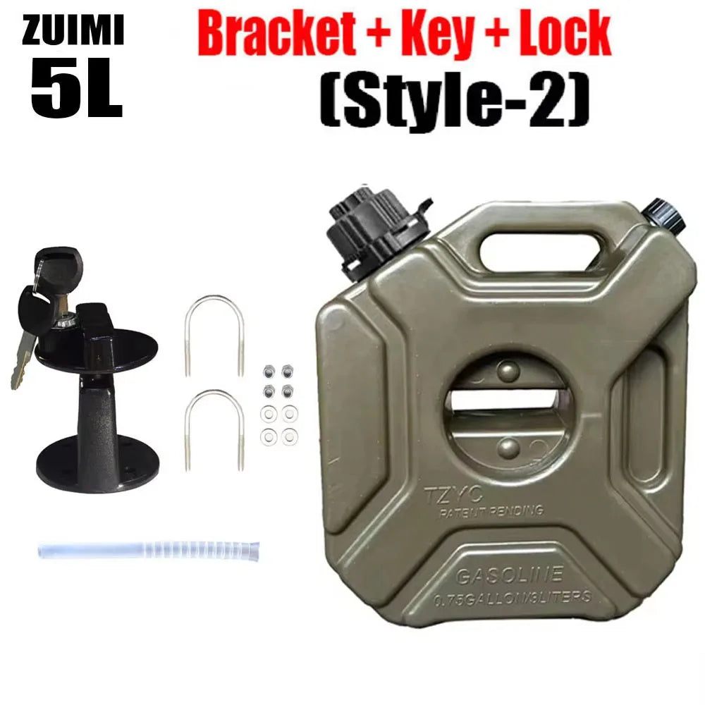 5L Plastic Fuel Canister – Lockable Backup Tank for Motorcycle SUV Storage