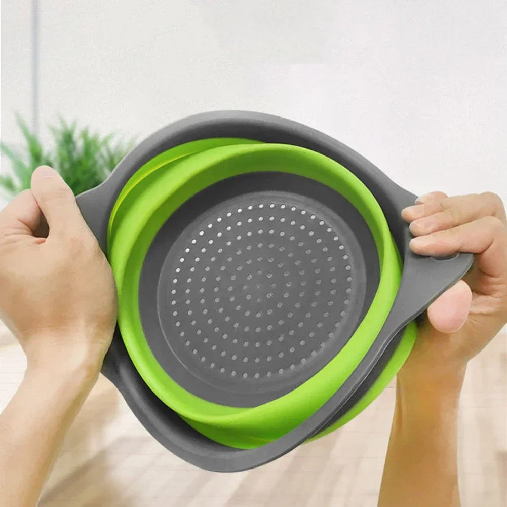 Collapsible Silicone Colander – Foldable Strainer for Kitchen Food Washing