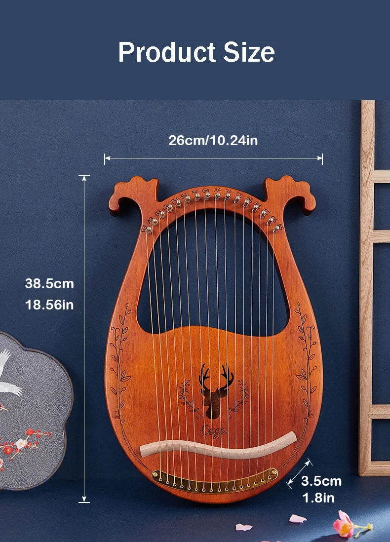 Mahogany Lyre Harp – 21 String Wooden Musical Instrument for Folk Music