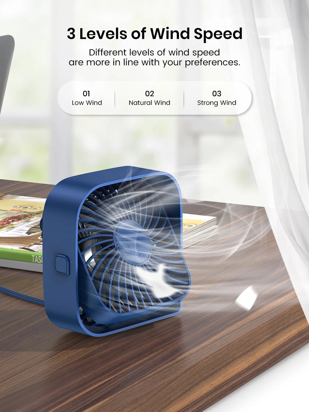 Portable Mini Desk Fan – 360 Degree Quiet USB Cooling for Home and Camping