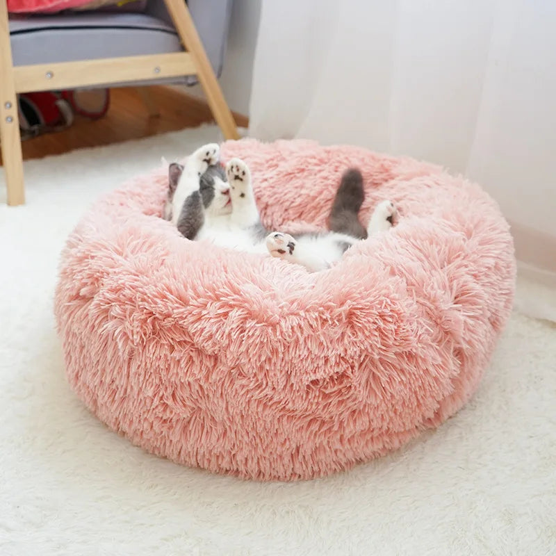 Round Plush Pet Bed – Soft Warm Sleeping Mat for Large Dogs and Cats