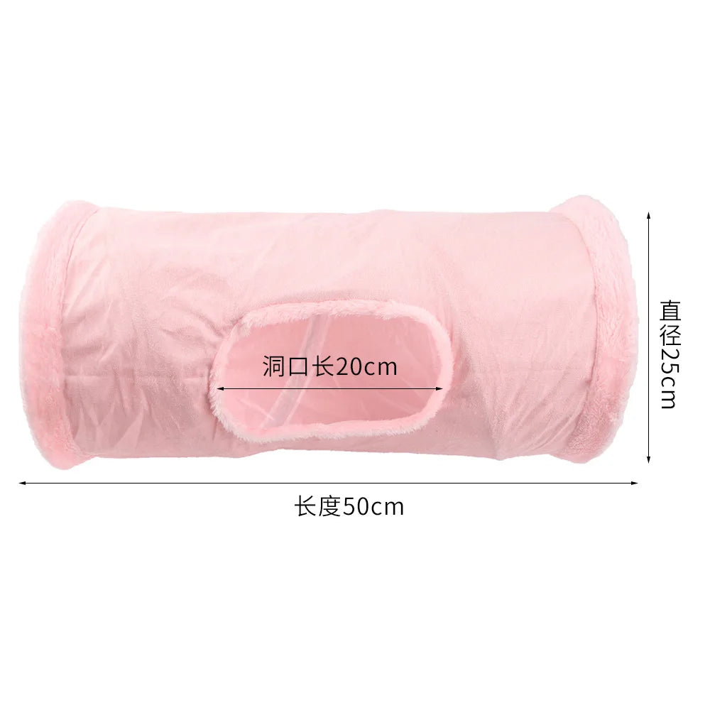 Foldable Suede Cat Tunnel – Porous Interactive Tube for Pet Entertainment