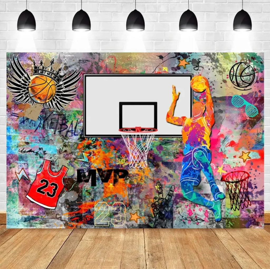 Basketball Stadium Photography Backdrop – Sport Theme for Kids Birthday Party