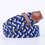 Woven Elastic Canvas Belt – Stretch Braided Buckle Strap for Casual Jeans