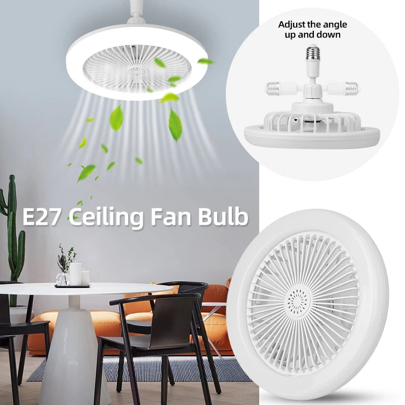 Silent Ceiling Fan Light – Remote Controlled E27 Lamp for Bedroom Living Room