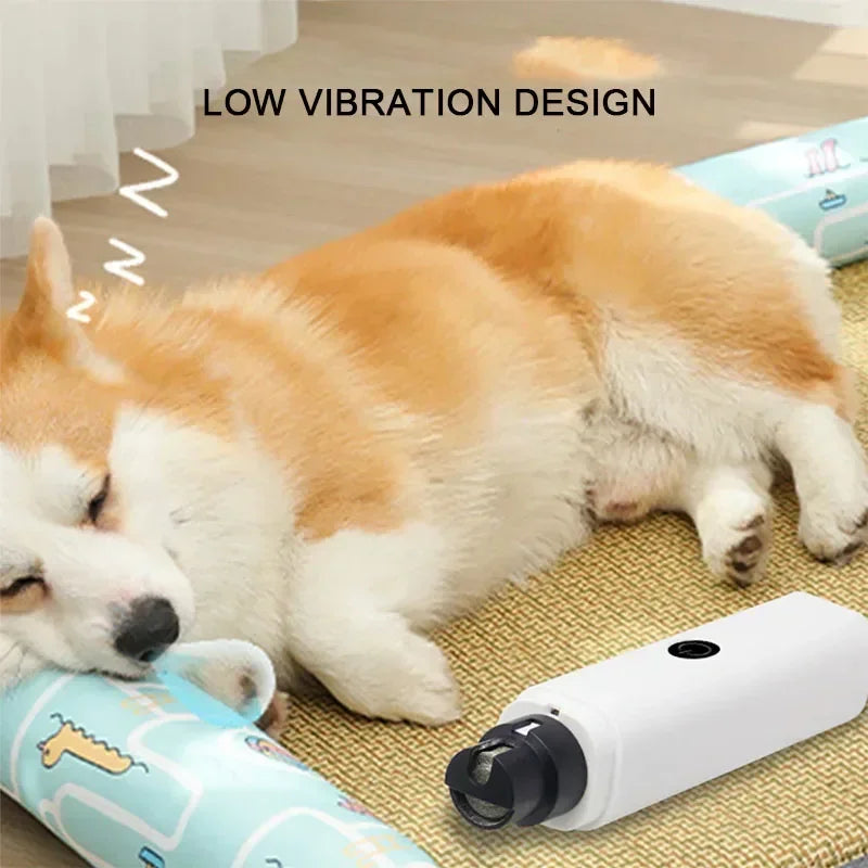 Electric Pet Nail Grinder – USB Rechargeable LED Grooming Tool for Cats and Dogs