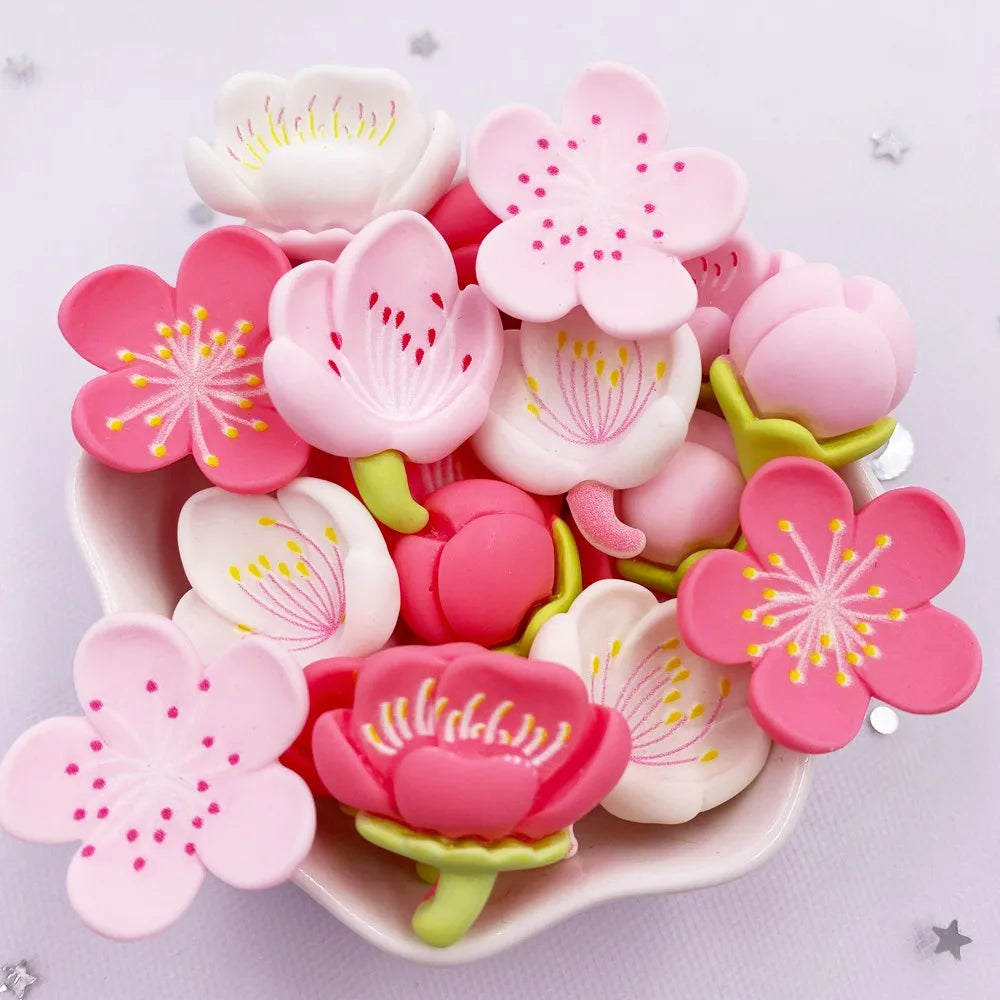Resin Cherry Blossom Flatbacks – Colorful DIY Stones for Scrapbook Crafts