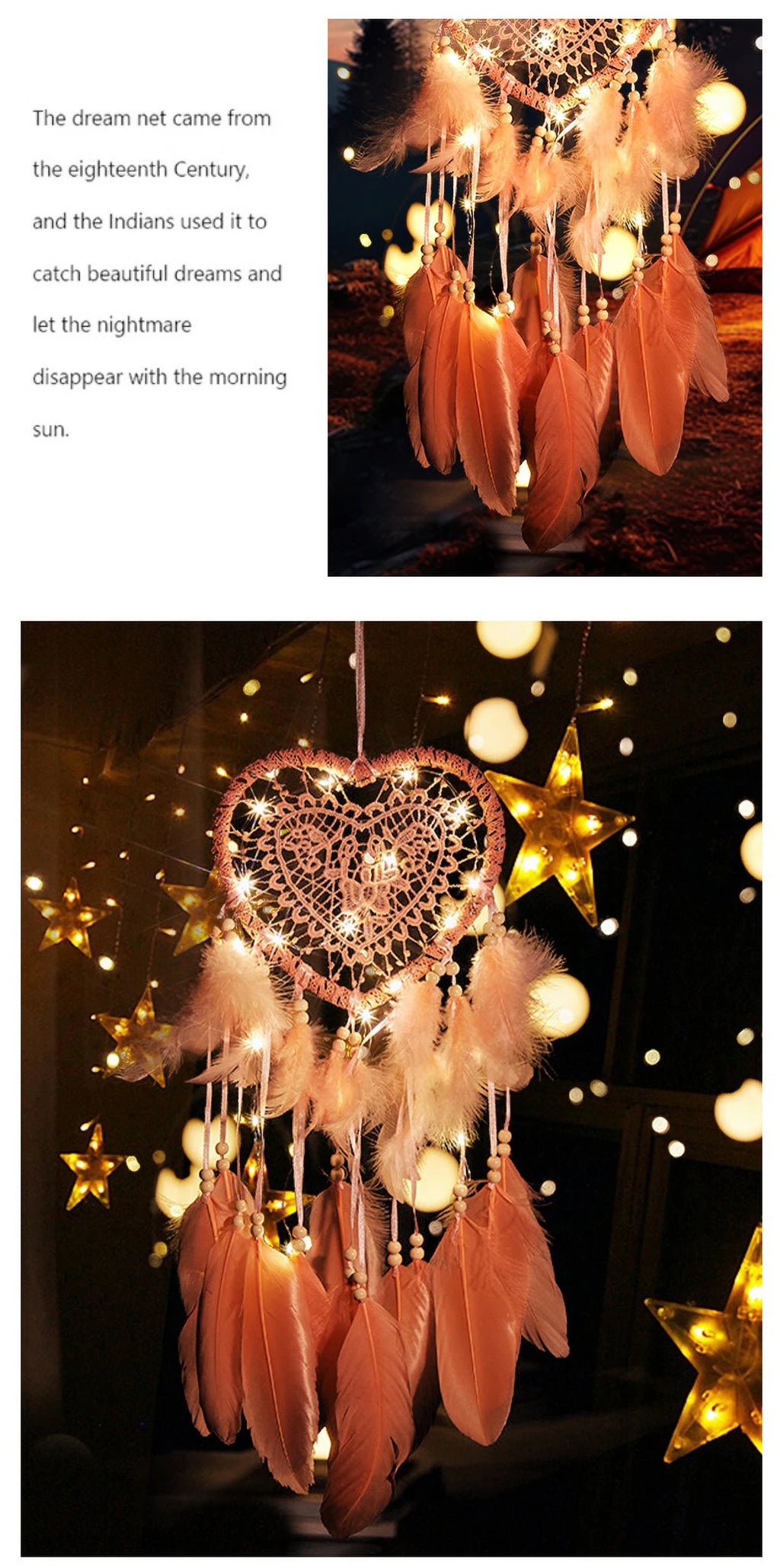 LED Heart Dreamcatcher – Hanging Nordic Ornament for Wedding Decor