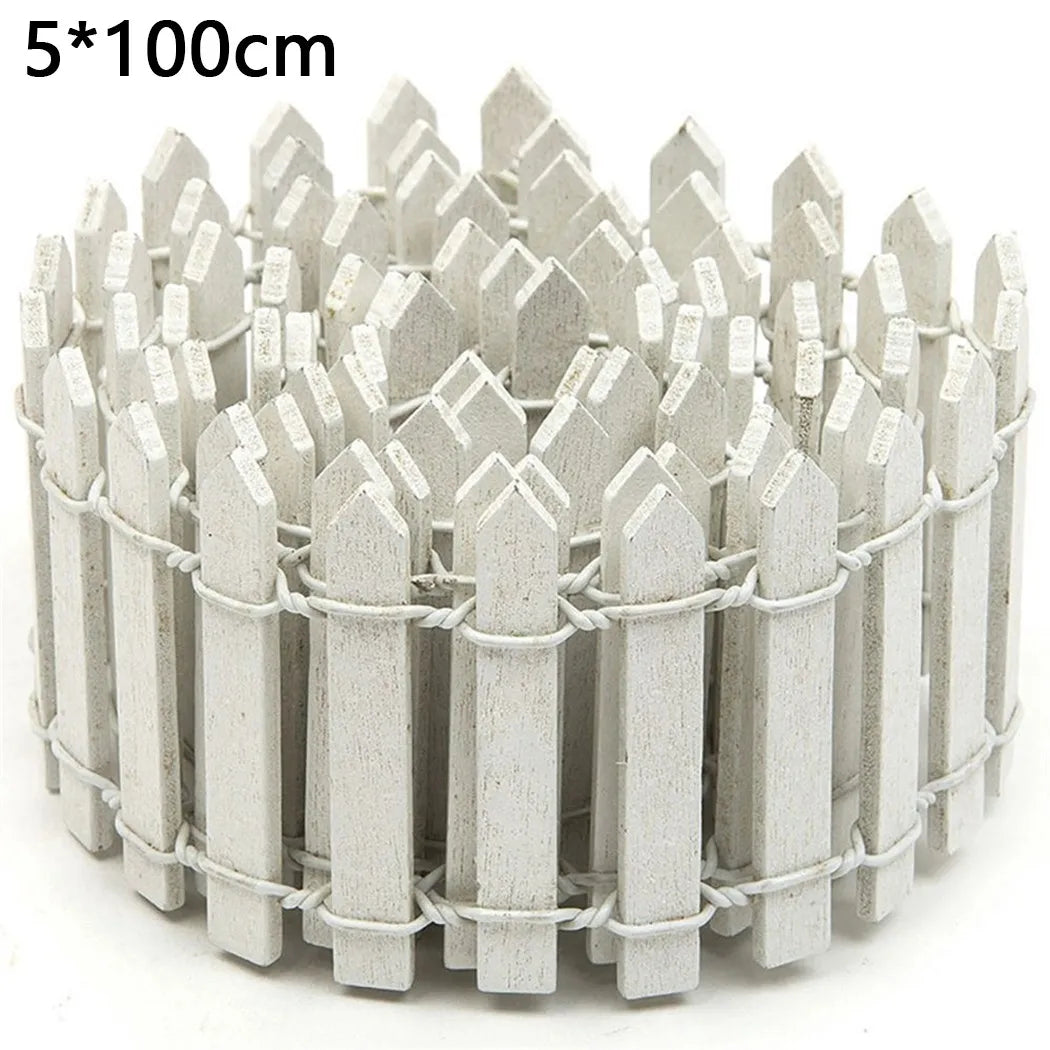 Mini Wooden Picket Fence – 100cm Garden Edging for Fairy Landscapes and Crafts