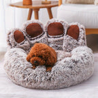 Bear Paw Pet Bed – Fluffy Plush Sofa for Small and Medium Dogs and Cats