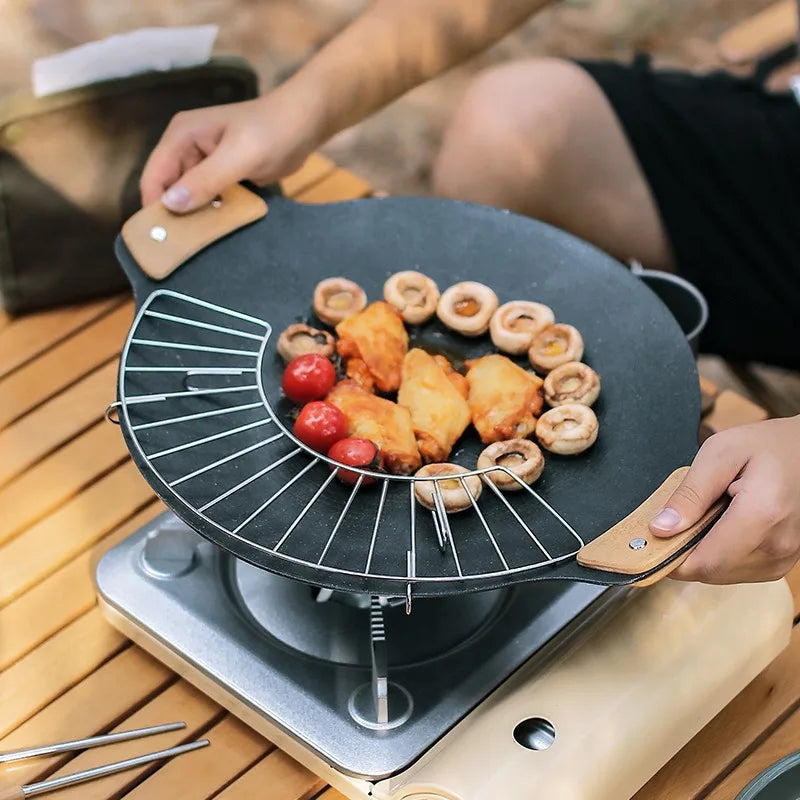 Wooden BBQ Pan Handle – Heat Resistant Anti-Scald Grip for Outdoor Cooking