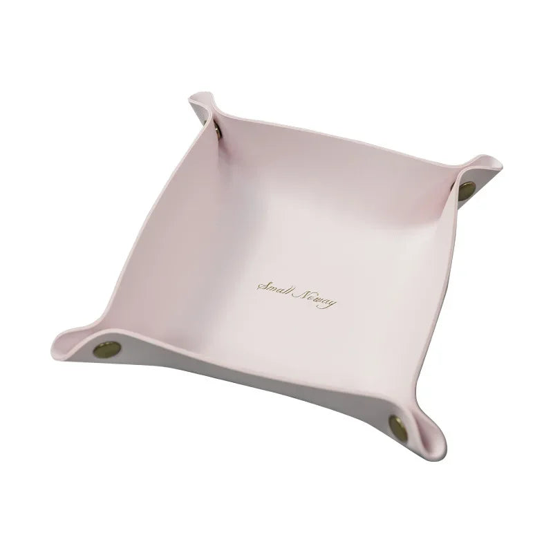 Folding Leather Storage Tray – Nordic Desktop Organizer for Jewelry and Keys