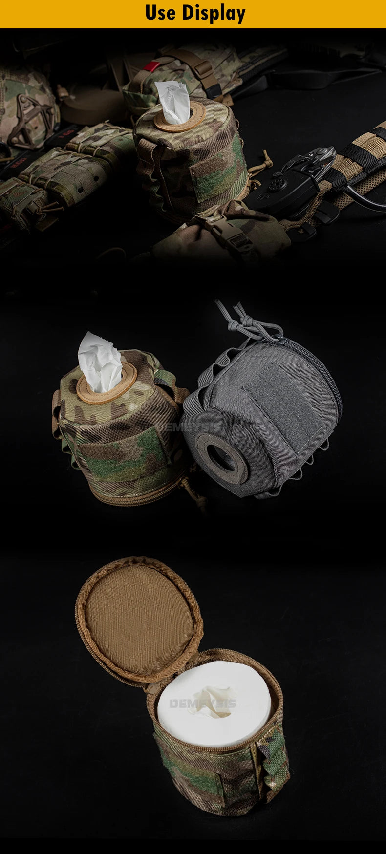 Molle Tissue Dispenser – Tactical Roll Paper Storage for Outdoor Hunting