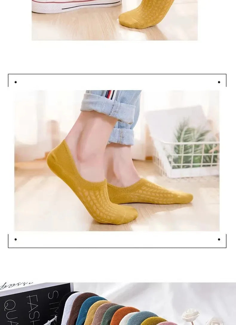 Silicone Invisible Boat Socks – Soft Cotton Women's Ankle Liners for Summer