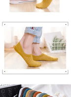 Silicone Invisible Boat Socks – Soft Cotton Women's Ankle Liners for Summer