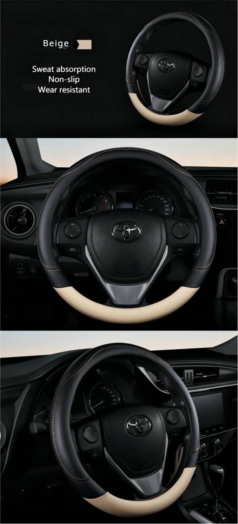 PU Leather Steering Wheel Cover – Non-Slip Grip for Universal Car Interior