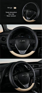 PU Leather Steering Wheel Cover – Non-Slip Grip for Universal Car Interior