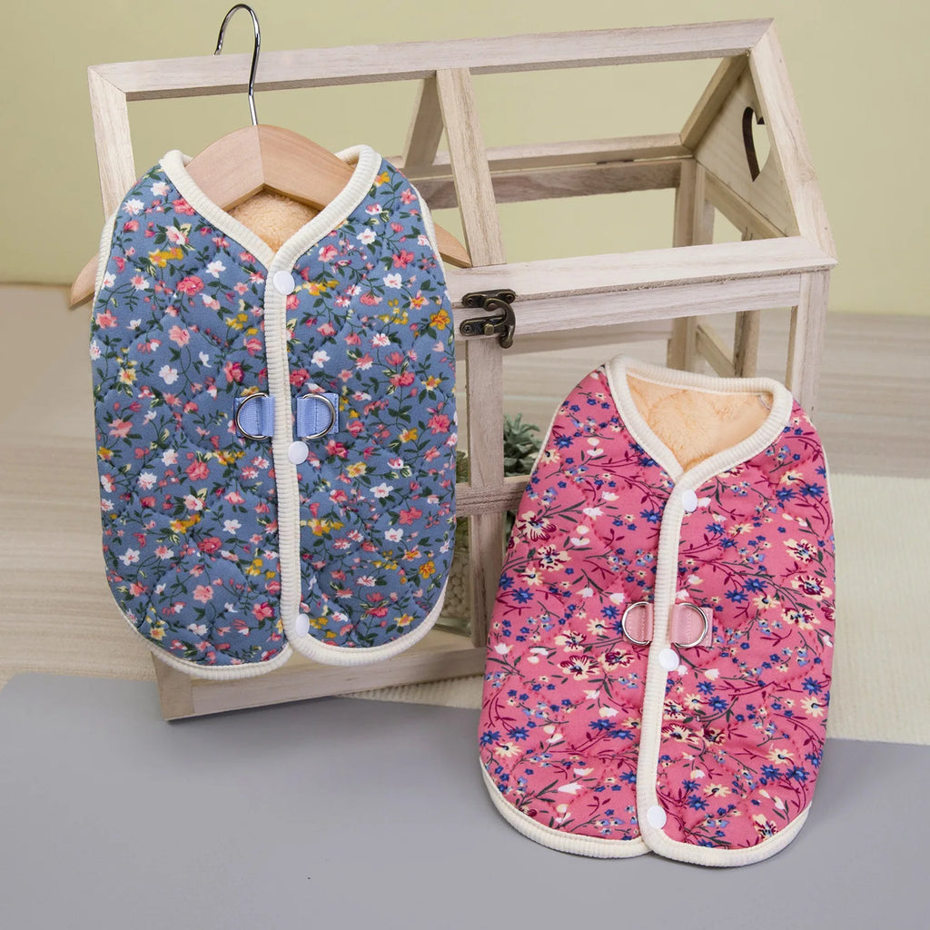 Floral Fleece Vest – Warm Winter Apparel for Small to Medium Dogs and Cats