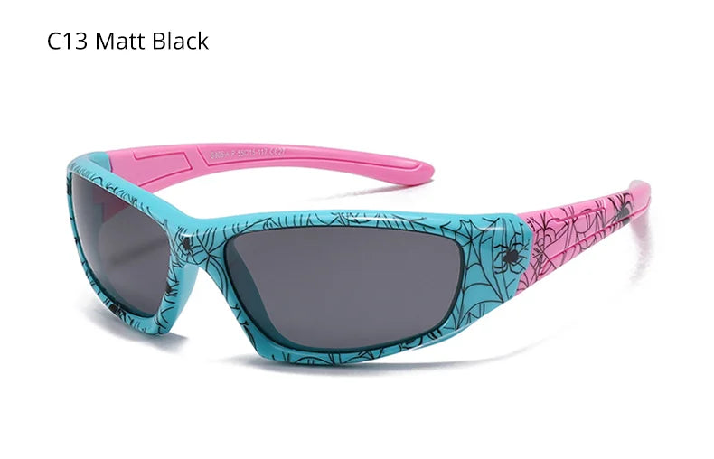 Polarized Spider Web Kids Sunglasses – UV400 Outdoor Sport Shades for 3-9y