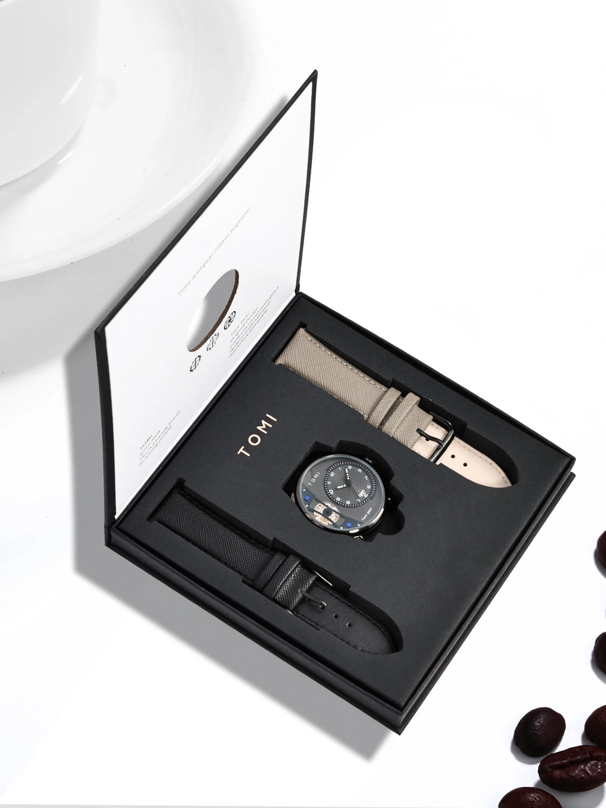 Minimalist Quartz Watch – Luxury Double Strap Set for Business Gift