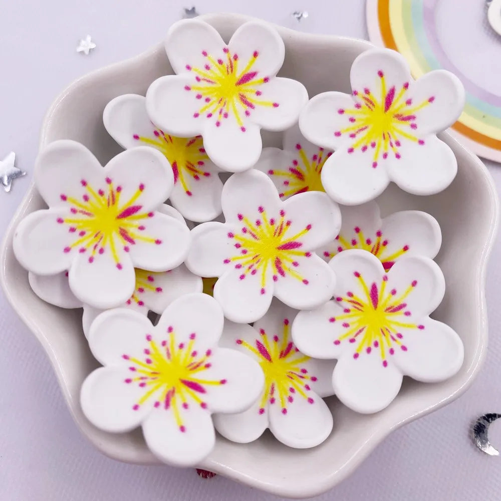 Resin Cherry Blossom Flatbacks – Colorful DIY Stones for Scrapbook Crafts