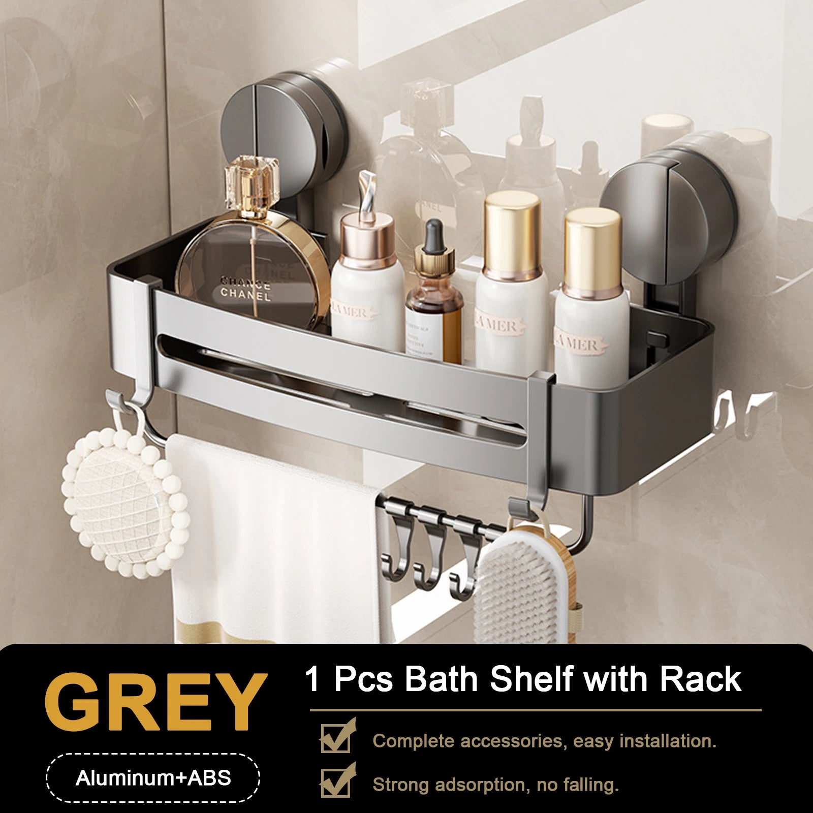Bathroom Corner Shelf – Wall Mounted Shower Rack for Shampoo Storage